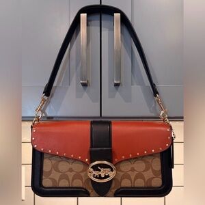 Coach Georgie Colorblock Signature Canvas Shoulder Bag